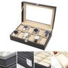 Watch Box with Glass Cover Spacious Interior Soft Lining Waterproof Compact Size Portable Watch Box Organizer Jewelry Display Storage Case