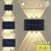 12/10/8/6/4/2 LED Solar Wall Lamp Outdoor Waterproof Up and Down Luminous Lighting for Garden Fence Decoration Sunlight Light