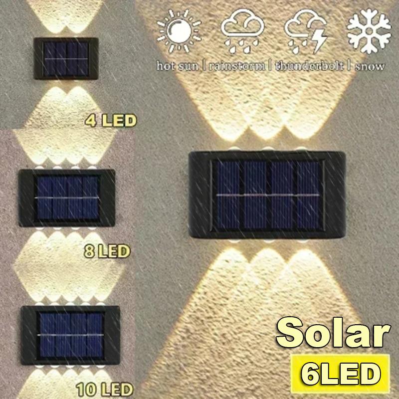 12/10/8/6/4/2 LED Solar Wall Lamp Outdoor Waterproof Up and Down Luminous Lighting for Garden Fence Decoration Sunlight Light