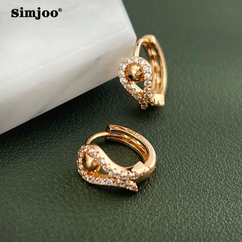 SIMJOO Романтические серьги цвета розового золота со стильными геометрическими бусинами и серьгами с цирконом