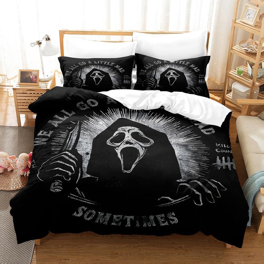 Home Textiles Three-Piece Halloween Pink Cartoon Digital Printing Quilt Pillowcase Bedding