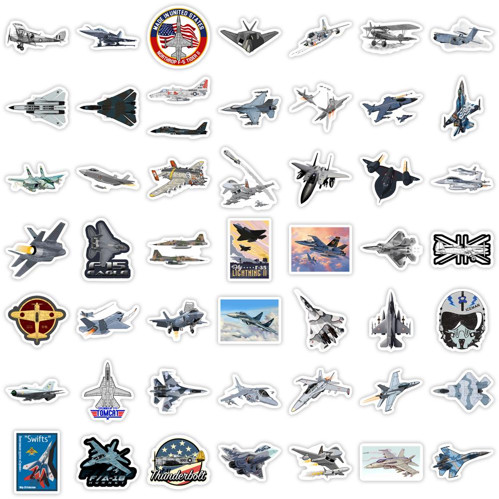 Cool Fighter Jet Stickers Aircraft F35 F16 Mig Diy Kids Toys Gift Decorative Decal For Laptop Phone Luggage Bottles Waterproof