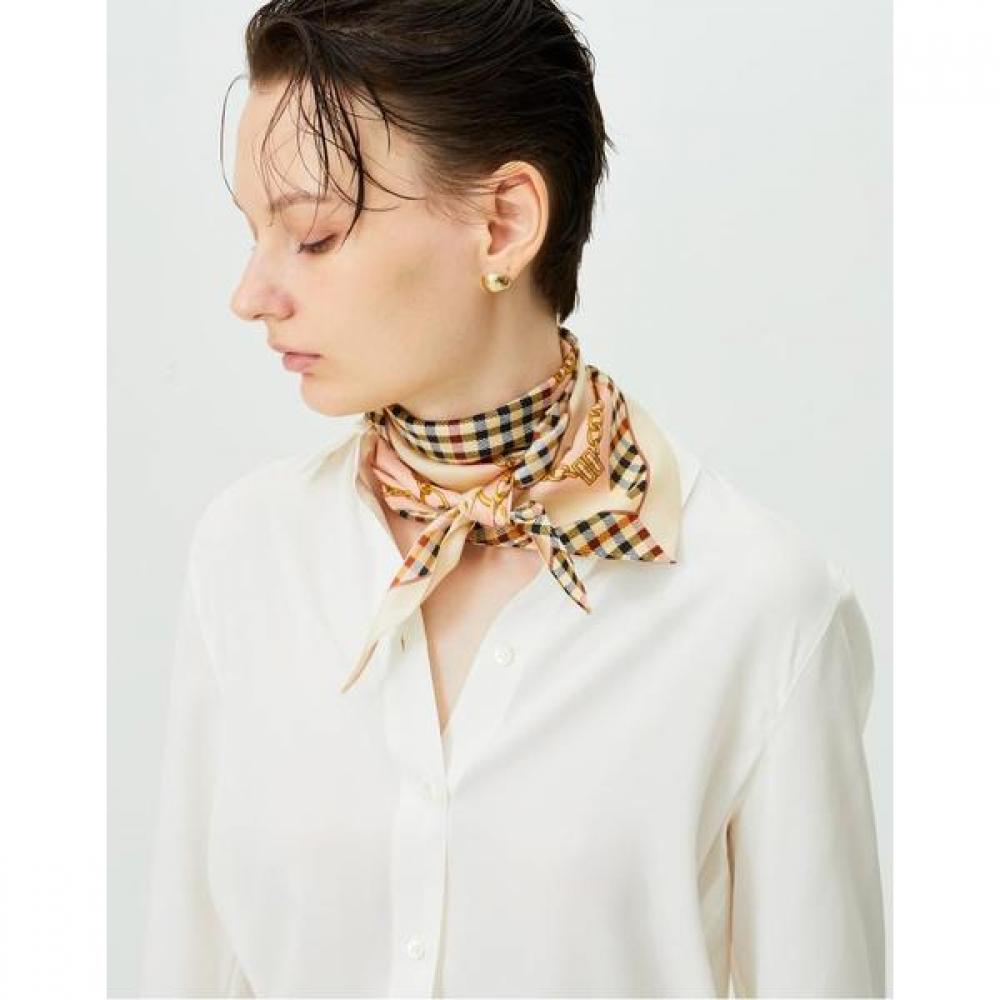 Daks Beige Check Chain Scarf   Ring Set Dcsc2f825i2