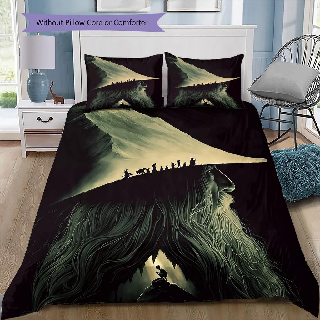 Gandalf Bedding Set, 1 Duvet Cover & 2 Pillowcases, Suitable for Home, Ideal Gift for Lord of the Rings Fans