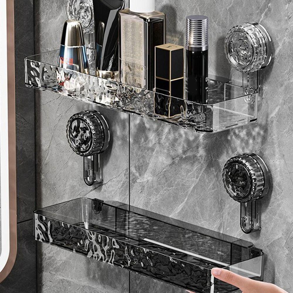 Punch-Free Shower Storage Rack Plastic Cosmetics Storage Rack Suction Cups Shower Shelves  for Home