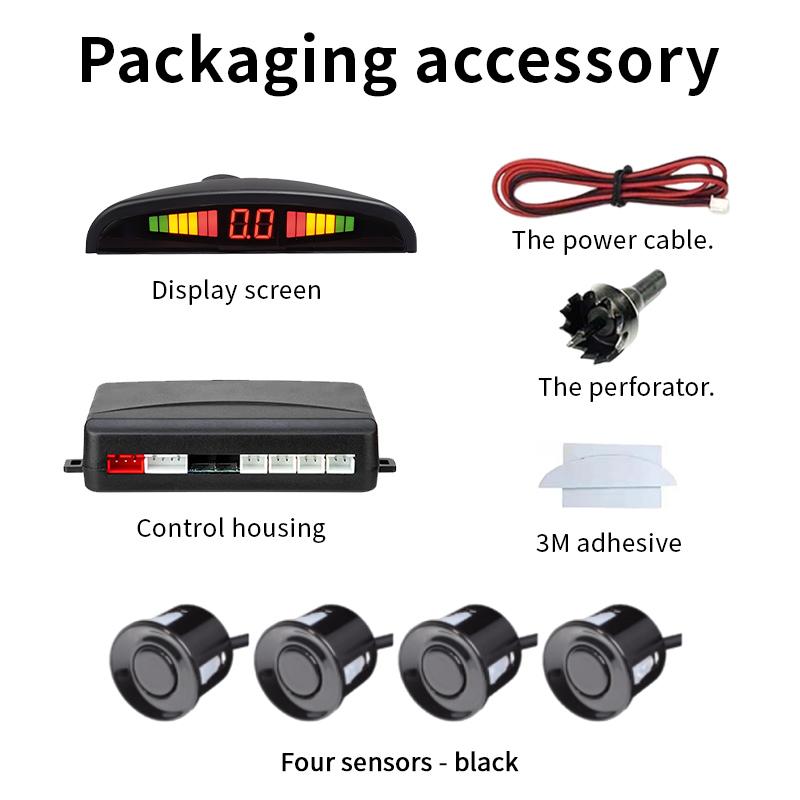 LED Car Parking Sensor 4 Sensors 22mm Buzzer Warning With Display Screen Host Control Box For Truck Van RV