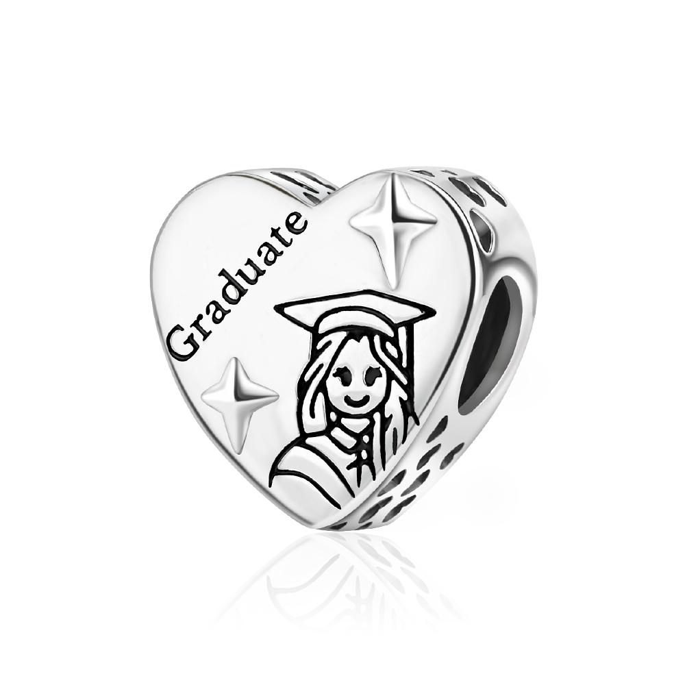 New Arrivals Heart Metal Graduation Charm Fits Bracelet & Necklace Copper Graduation Jewelry Gifts Pendant