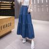 Plus Size Women Spring Summer Casual High Waist Cake Mid Length Skirt Package Hip Denim Skirt