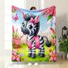 Cute Zebra in Pink Overalls print blanket soft and cozy perfect for the living room bed sofa or a nap,gift