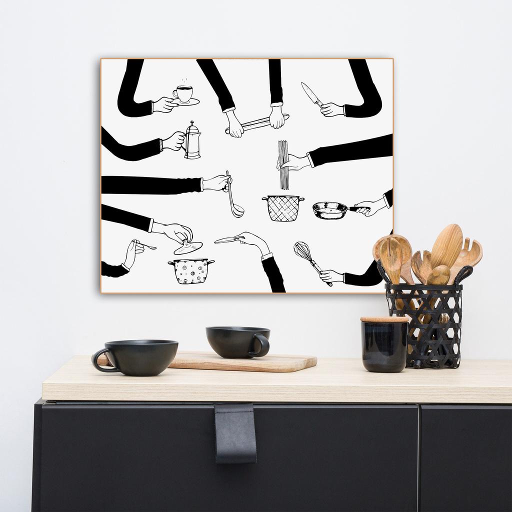 Ручная роспись на холсте, постер с принтом в стиле минимализм, настенное искусство, забавная черно-белая картина для кухни, столовой, домашний декор, Cuadros