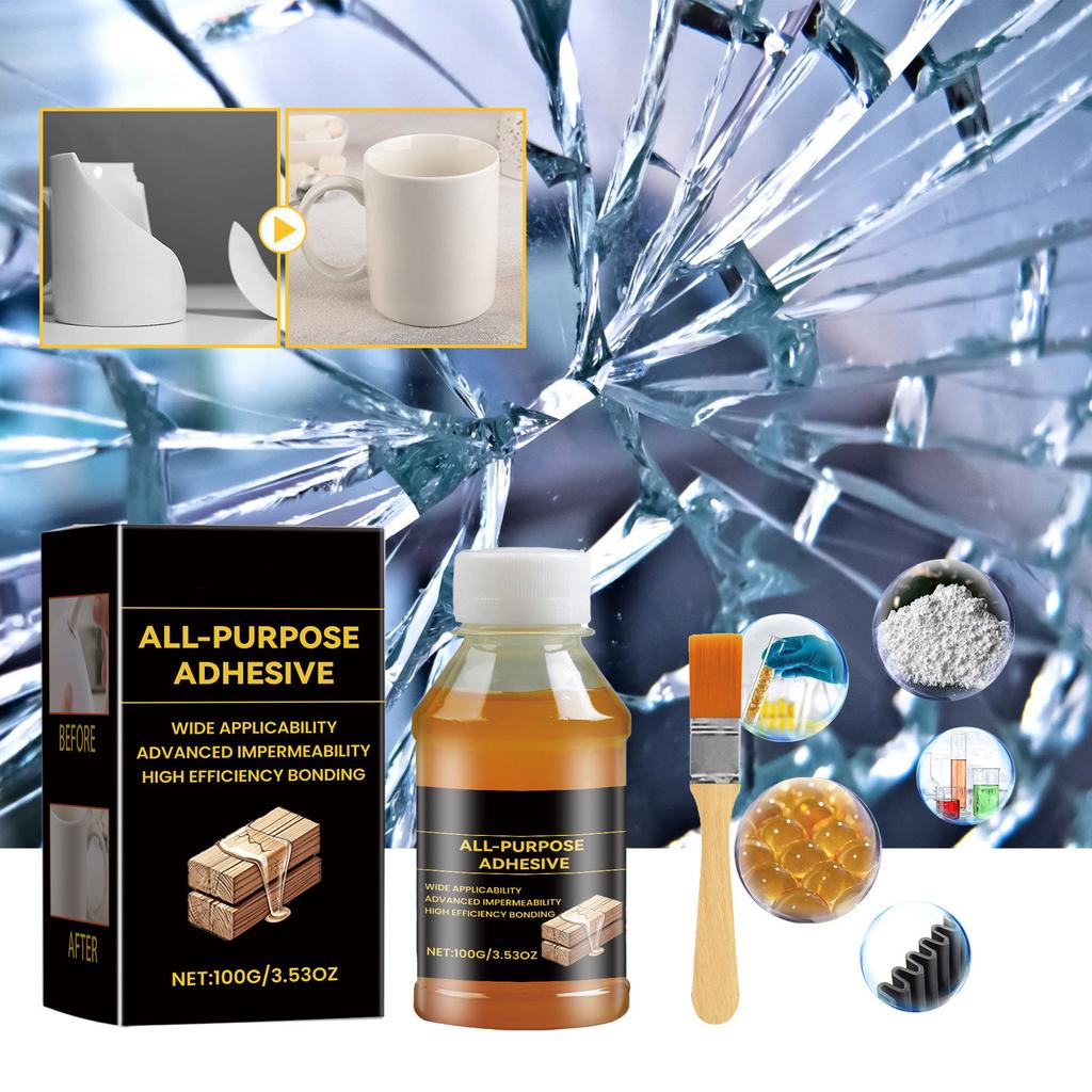 All Purpose Adhesive with Brush Strong Adhesive Waterproof Super Glues for Quick Repair Metal Plastic Glass Wood