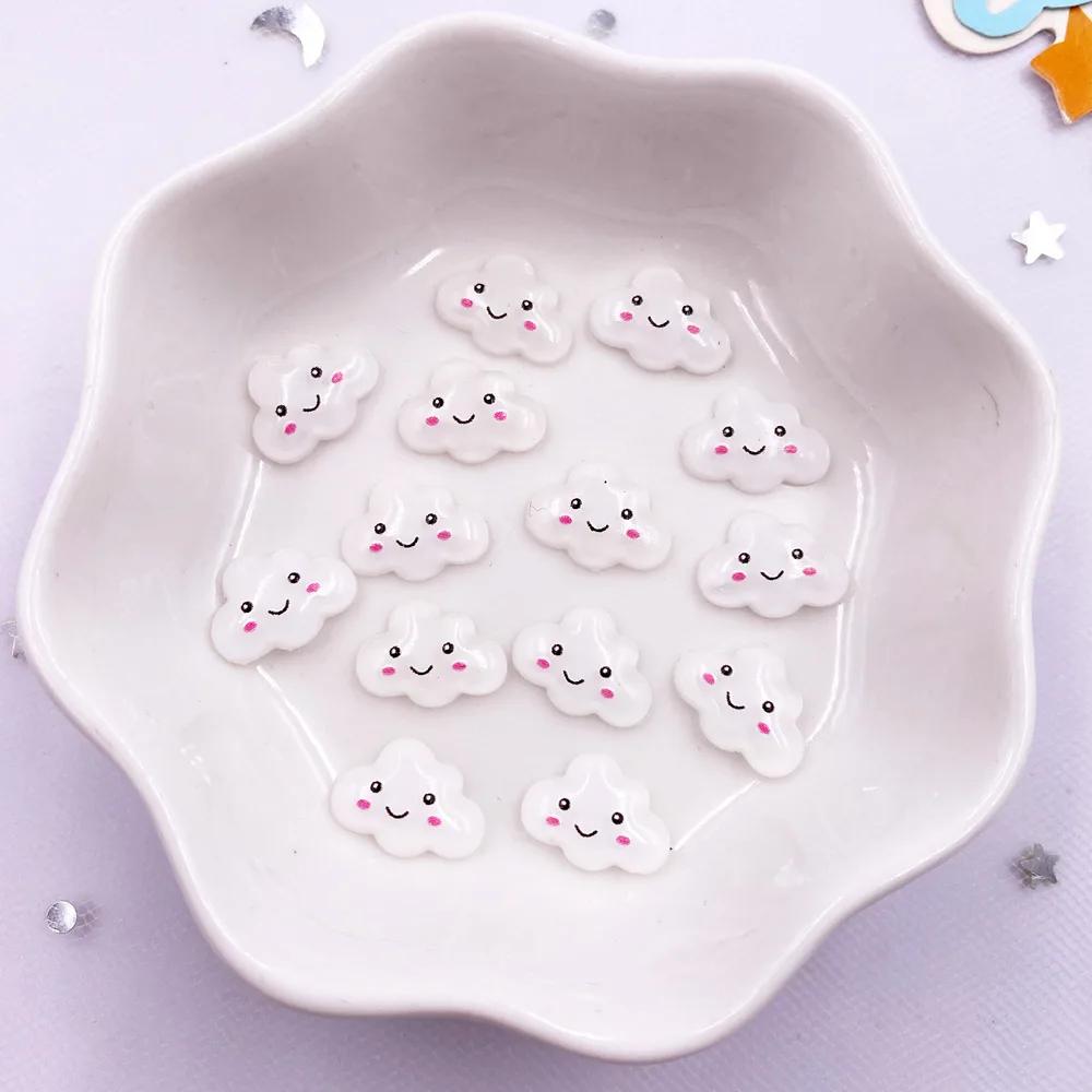 50 шт. красочных смоляных кавайных мини-раскрашенных мультяшных улыбок и облаков для дизайна ногтей с плоской задней частью, стразы для скрапбукинга, аксессуары для самостоятельного декора