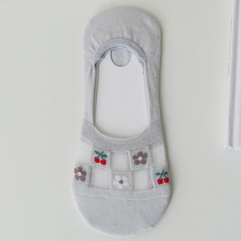 Women Mesh Flower Socks Silicone Anti-slip Invisible No Show Socks Summer Ultra-thin Breathable Sock Low Cut Boat Socks