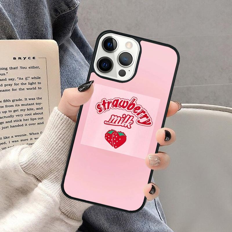 Милый японский молочный напиток со вкусом клубники Чехол для телефона iPhone 17 Air 16 16e 15 Plus для Apple 13 11 12 14 Pro Max