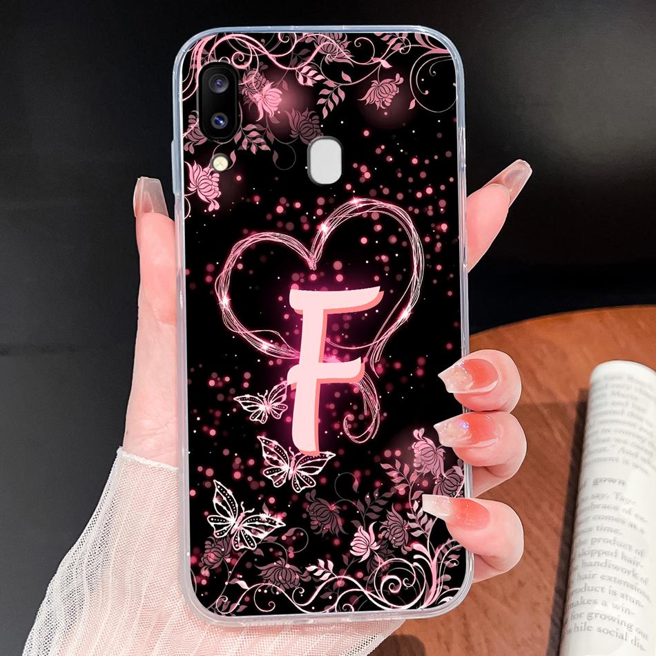 For Samsung Galaxy A20 A20S A21 A30 A30S Phone Case Butterfly Letters Soft TPU Clear Silicone Shell For Galaxy A 20 A 30 Housing