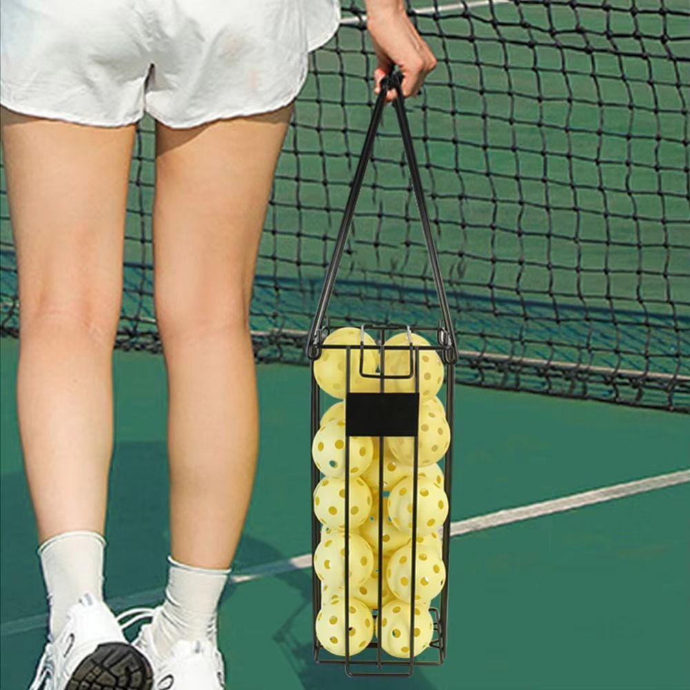 Black Tennis Balls Collector Ergonomic Handle Tennis Ball Hopper Tennis Ball Picker Outdoor Gym