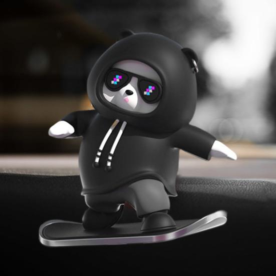 Скейтбординг Медведь Автомобиль Орнамент Мультяшная Форма Яркие выражения Забавный Конькобежец Медведь Украшение Приборной Панели Автомобиля