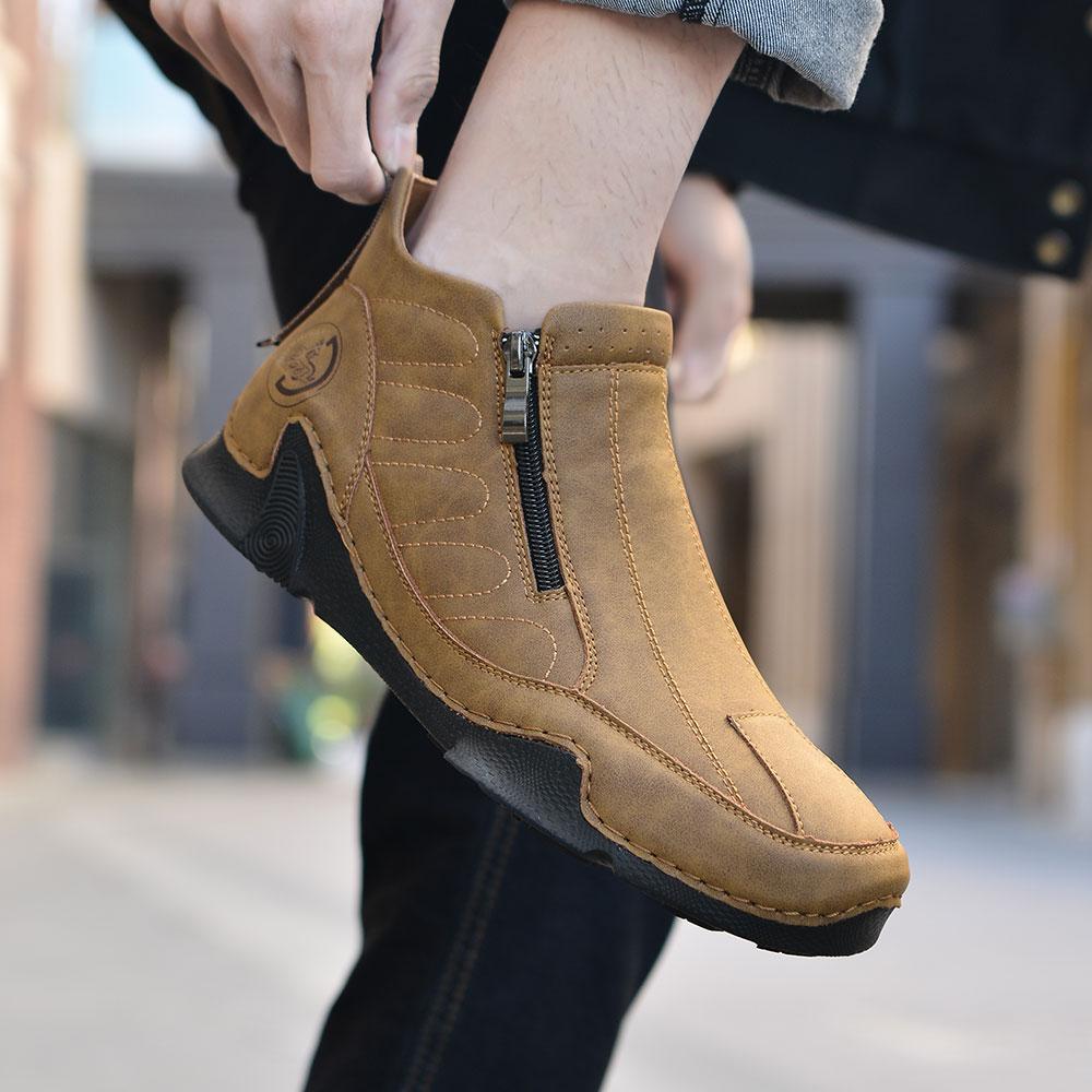 Мода 2025 Новые Трендовые Мужские Универсальные Кроссовки для Активного Отдыха Кожаные Удобные и Дышащие Повседневные Мужские Туфли Нескользящая Обувь для Вождения