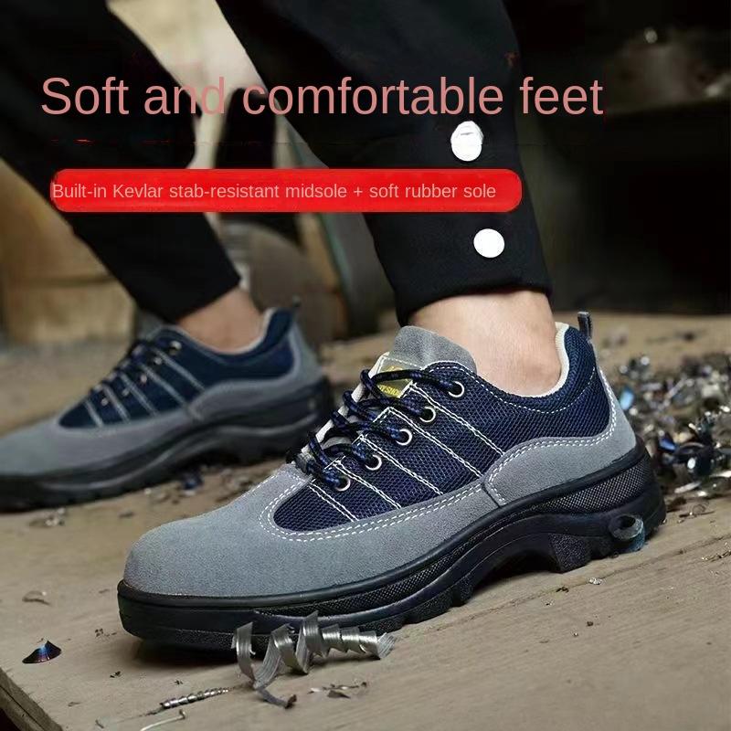 Labor Insurance Shoes Anti-smashing, Anti-piercing, Breathable and Lightweight Safety Shoelaces Steel Plate Work Shoes