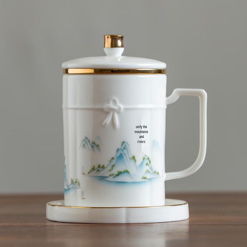 Фангран Цзиндэчжэнь Зеленая керамическая кружка для чая с ситечком