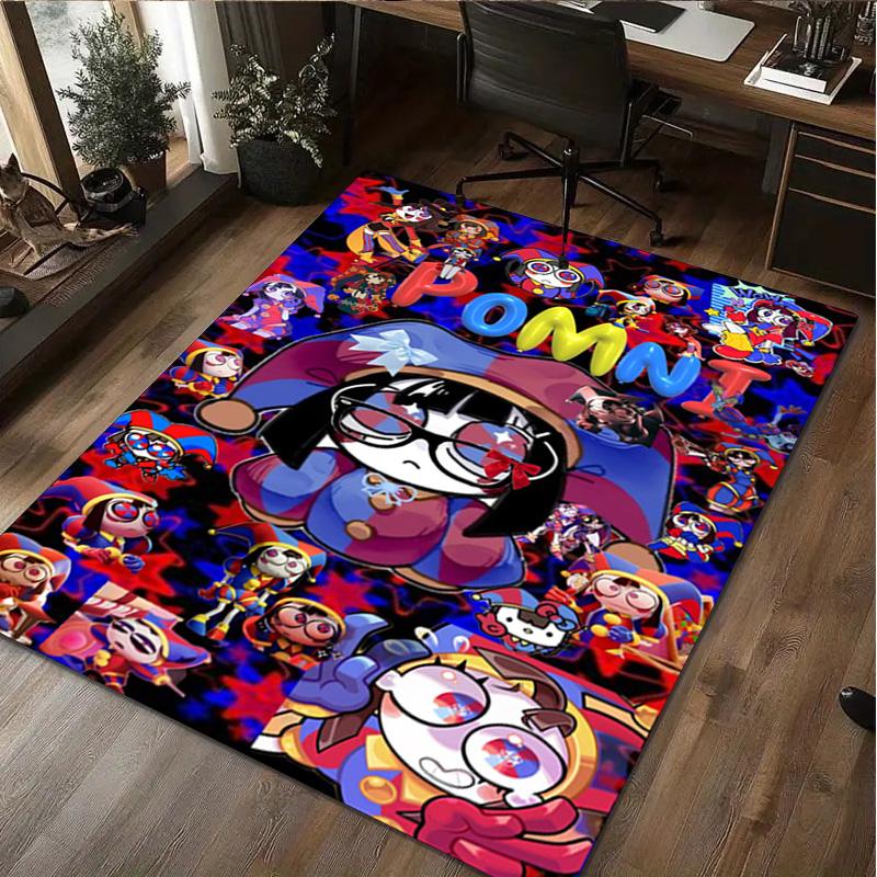 Cartoon Character Pomni Carpet Office Decorative Carpet For Living Room Bedroom Door Mat Floor Rug Computer Chair Area Rug perfect holiday gift