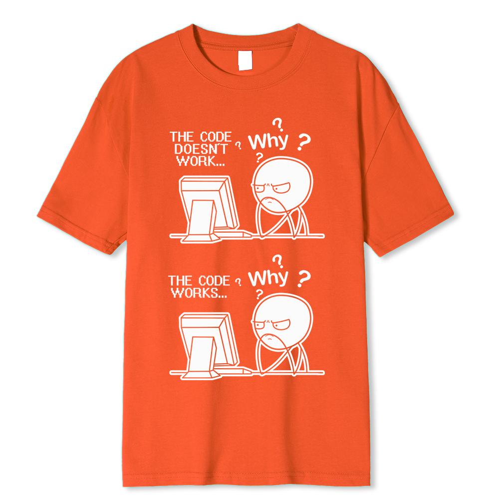 Creative Funny Programmer Code Works Why Casual Print T-Shirt Camiseta Hombre Linux Operating System Fashion Streetwear For Men