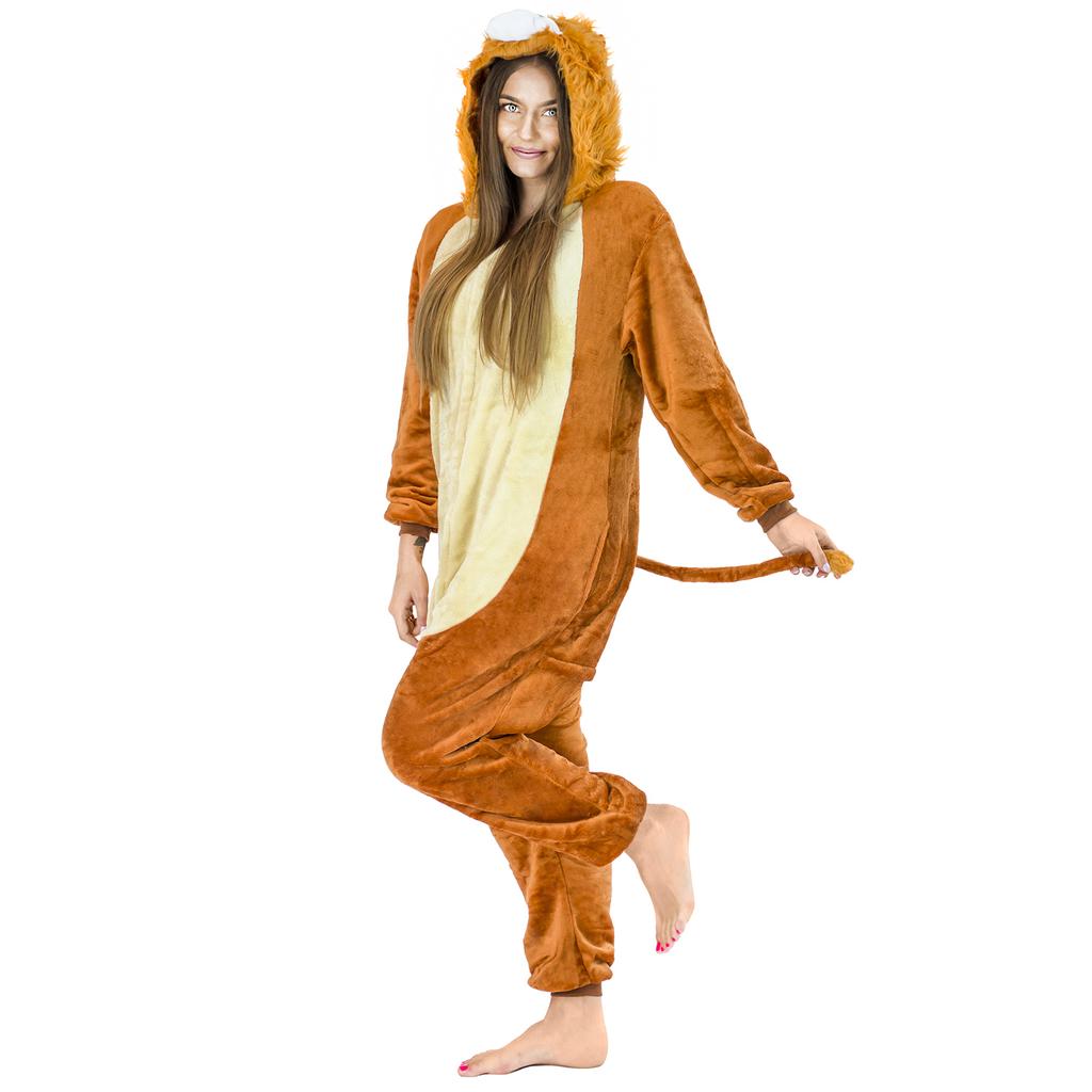 Warm men's pajamas lion kigurumi adult onesie jumpsuit m Onesie Lion Costume - S