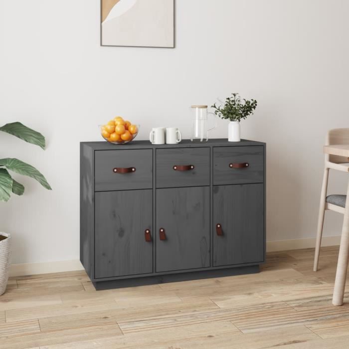 820149 vidaXL Buffet Grey 100x40x75 Cm Solid Pine Wood