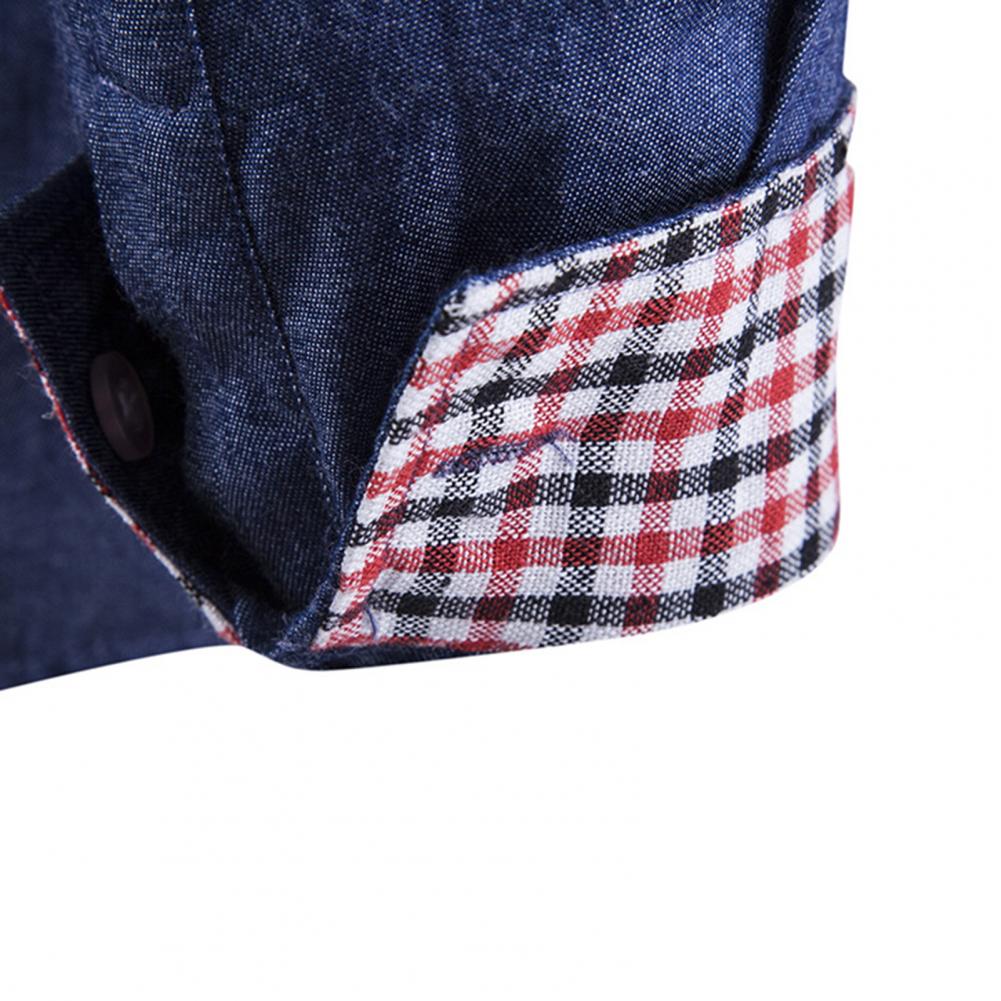 Весна Осень Мужская повседневная рубашка Slim Fit Джинсовые рубашки Топы с длинным рукавом