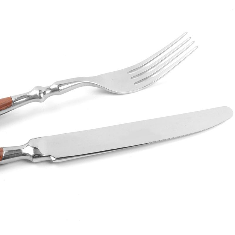 Ножи для стейка Вилка Ложка Деревянная ручка Столовые приборы в стиле Лагиоль из нержавеющей стали Столовые приборы для ужина