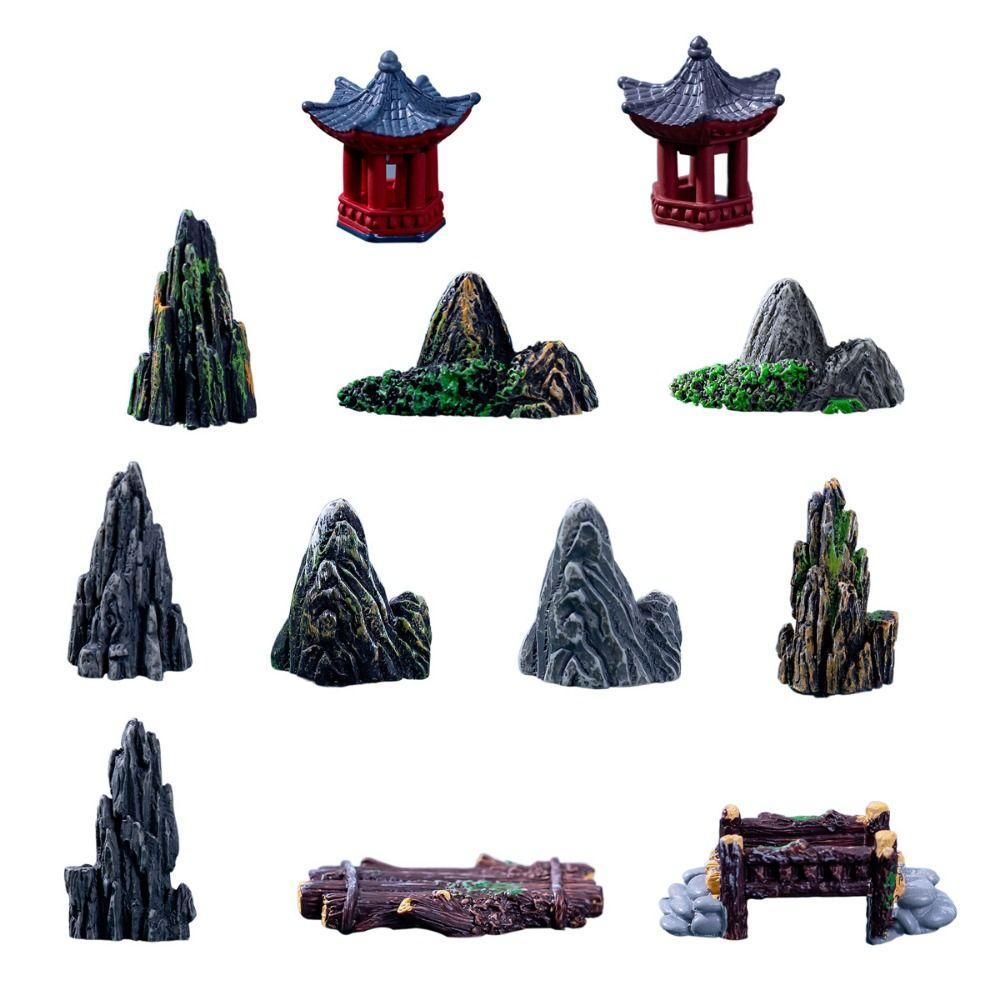 Decorative Rockery Pavilion Bridge LIfelike Simulation Goose Micro Landscape Ornaments Resin White Duck Statue Fairy Garden