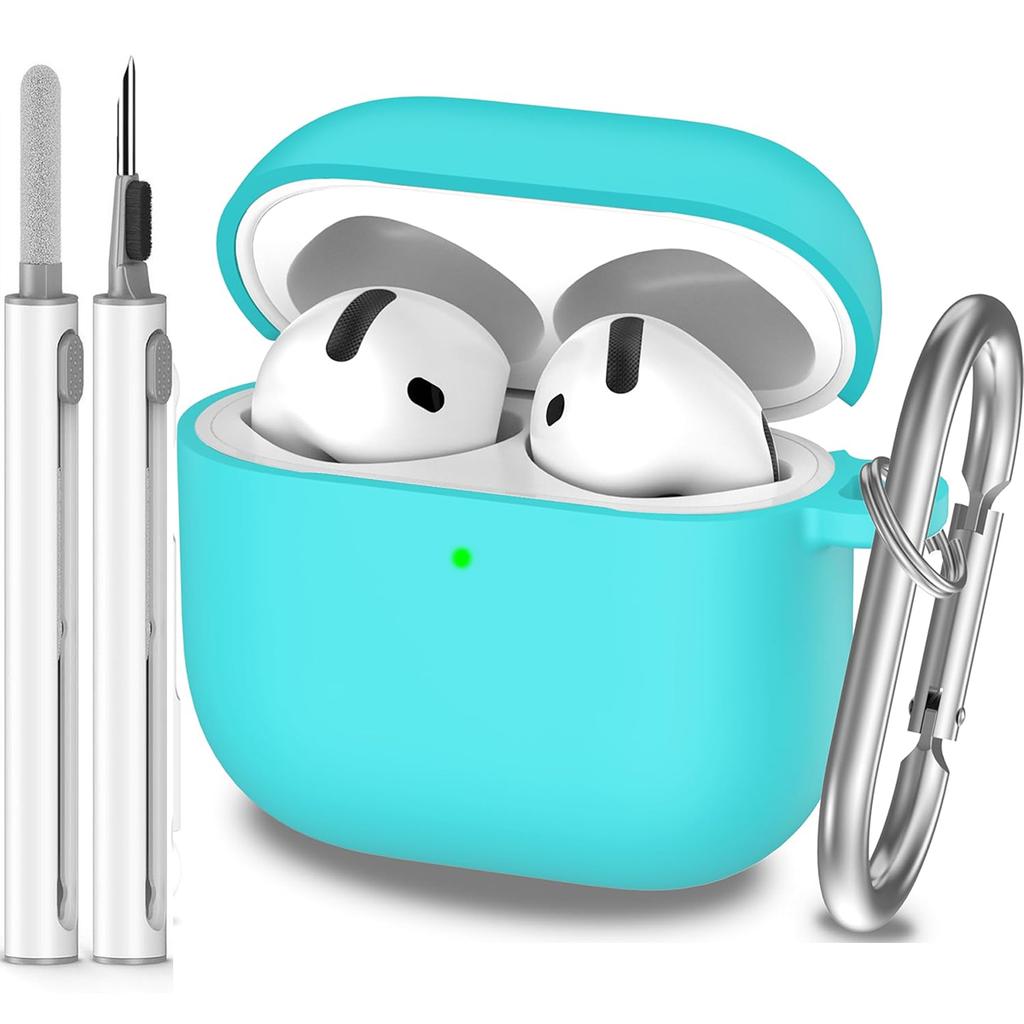Чехол для AirPods 4-го поколения 2024, Мягкий силикон военного класса, Амортизирующий, для чехла AirPods 4 с брелоком и Clear