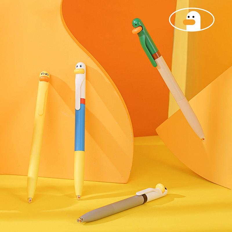4 шт. Ручка для письма, Милая и забавная ручка в стиле, Креативная вращающаяся гелевая ручка, Гелевая ручка-пищалка в виде цыпленка, 0,5 мм, Черная, Канцелярские товары