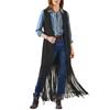 Fringe Long Tassel Open-Front Sleeveless Loose 70s Hippie Cardigan Solid Color Patch Pocket Cowboy Cosplay