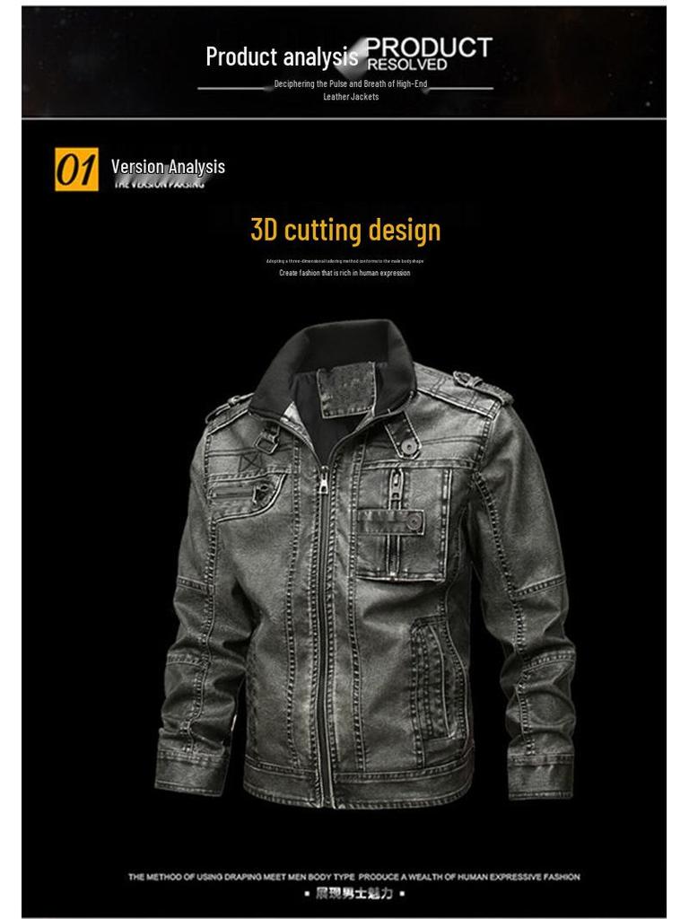 Black Youth Leather Jacket with Stand-up Collar & Side Seam Pockets