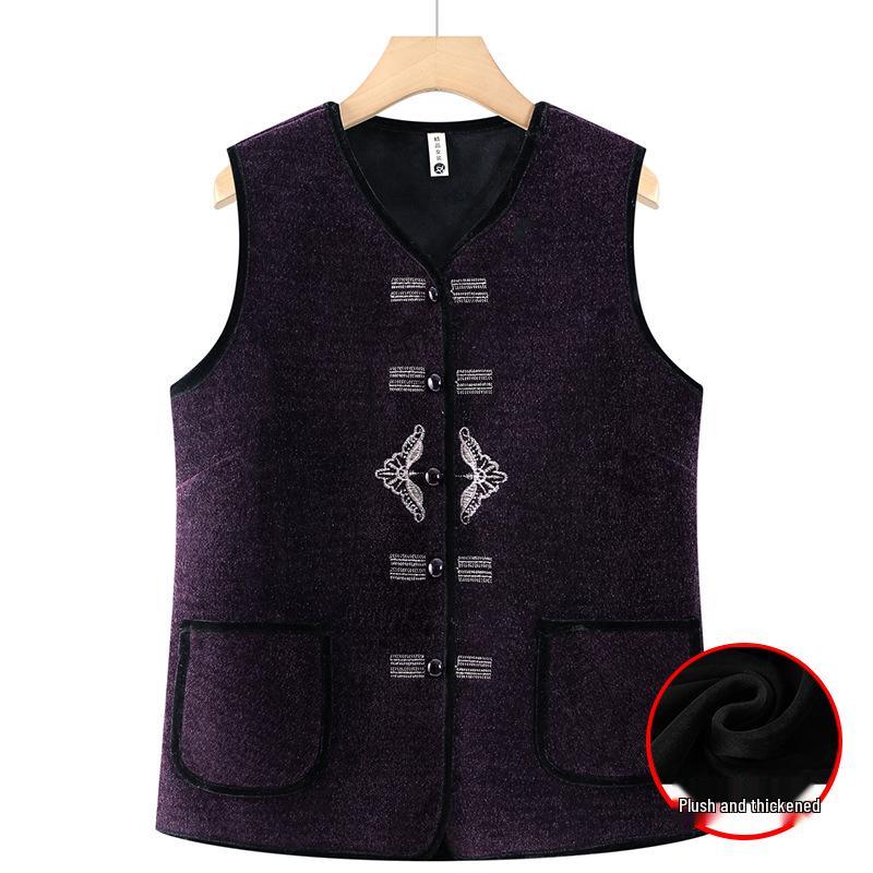 Grandma's Cozy Autumn Fleece Vest - Thick Warm Sleeveless Jacket for Middle-Aged & Elderly Women