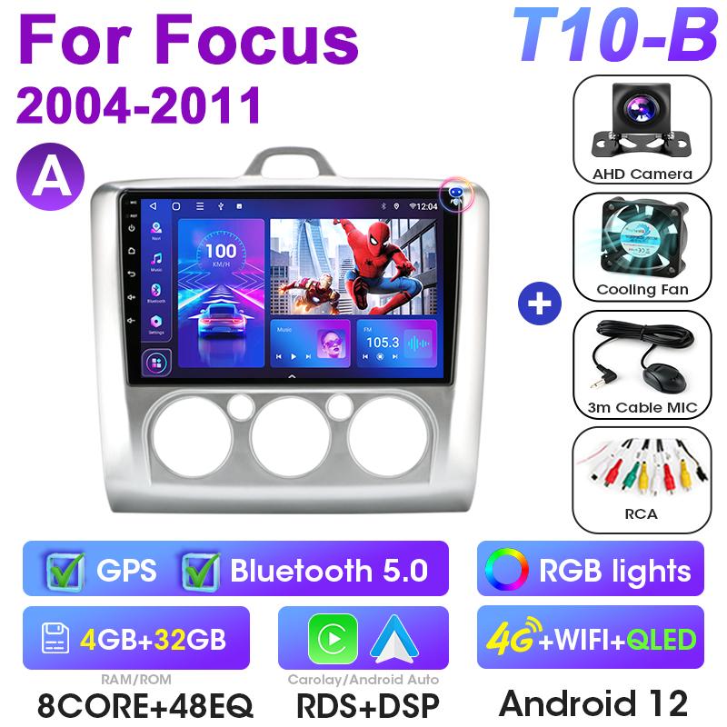 2 Din Android 12 автомобильное радио для Ford Focus 2 3 Mk2/Mk3 2004-2011 мультимедийный видеоплеер GPS 4G Carplay Auto Stereo RDS головное устройство