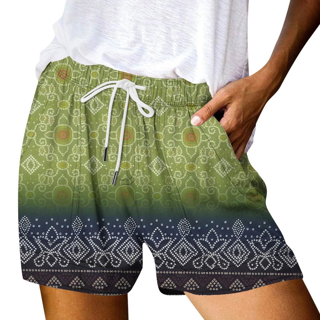 Женские повседневные летние эластичные пляжные шорты с принтом повседневные шорты