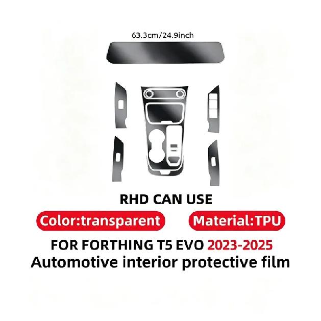 For Forthing T5 EVO -2025 Interior Transparent TPU Protective Film Screen Protective Interior PPF Film Center Console