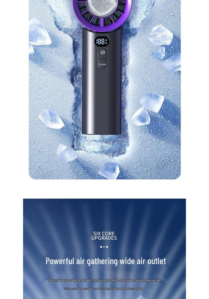 Portable High-Speed Mini Fan with Digital Display - Long-Lasting, Foldable, and Cooling