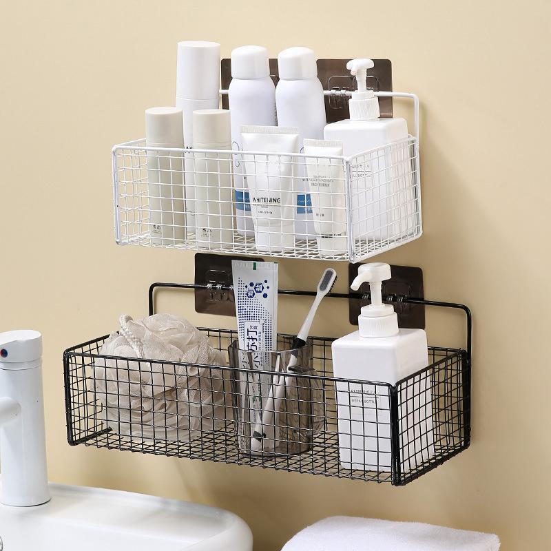 Черная настенная полка для ванной комнаты, душевая стойка для шампуня, кухонное хранилище для приправ