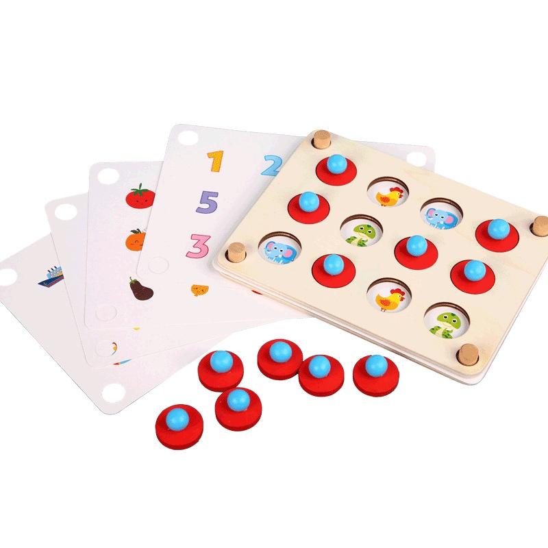 Montessori Educational Wooden Kids Toys Memory Games Match Fruit Animals Interactive Toys for Children