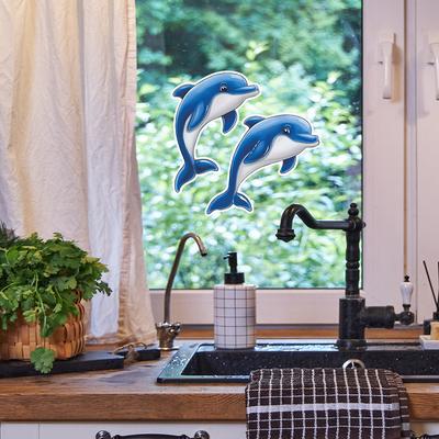 Мультяшные Милые Дельфины Украшение Стены Ванной Комнаты Светящиеся Наклейки