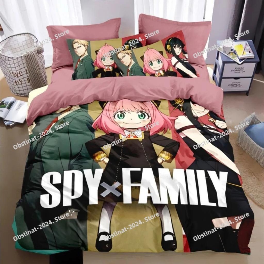 Hot 3D Printing Japanese anime Bedding Set,Spy X Family Duvet Cover Sets Pillowcases For Girls Boys Gift