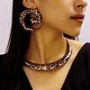 Leopard Print Collar Snail Earrings Versatile Personality Light Luxury Design Jewelry Set