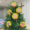 2PCS/SET Christmas Tree Picks Decorations, Polyester Plush Candy with Green & Red Lollipop, Festive Xmas Branch Ornaments