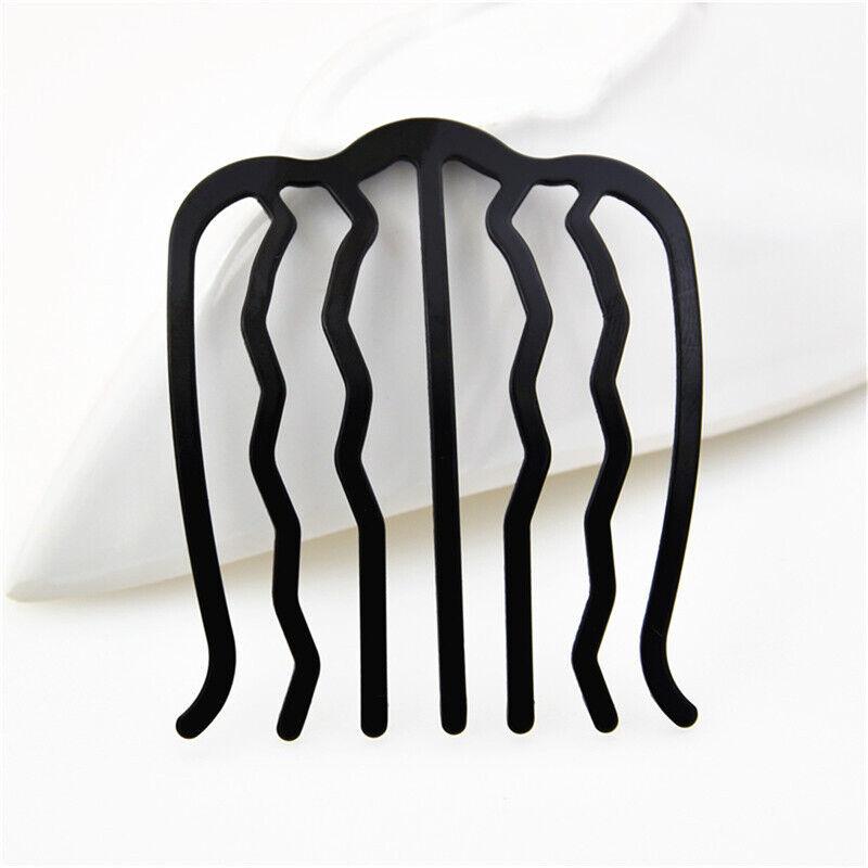 Women Hair Insert Comb Messy Bun Hair Pin Metal Wave Shape Hair Fork For Part*eh