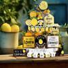 Summer Lemon Tiered Tray Decor Set Wood Sign Rustic Summer Home Table Decor