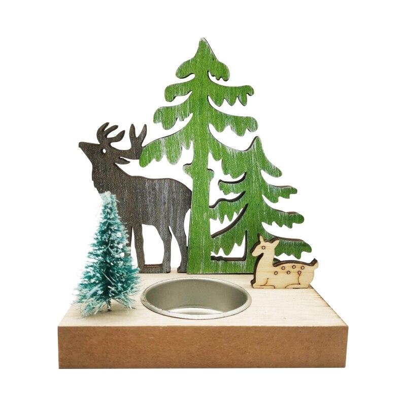 Рождественский деревянный подсвечник, деревянный Лось, Санта-подсвечник, украшение для дома, рабочего стола, украшение для окна, рождественский подарок