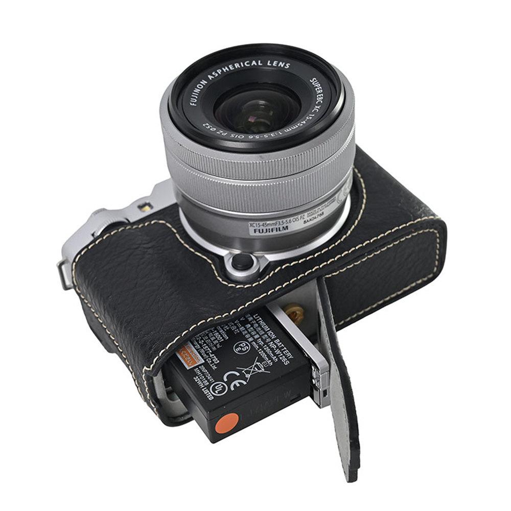 Получехол из искусственной кожи для камеры Fujifilm XM5 Fuji X-M5, нижняя крышка с отверстием для аккумулятора, с плечевым ремнем